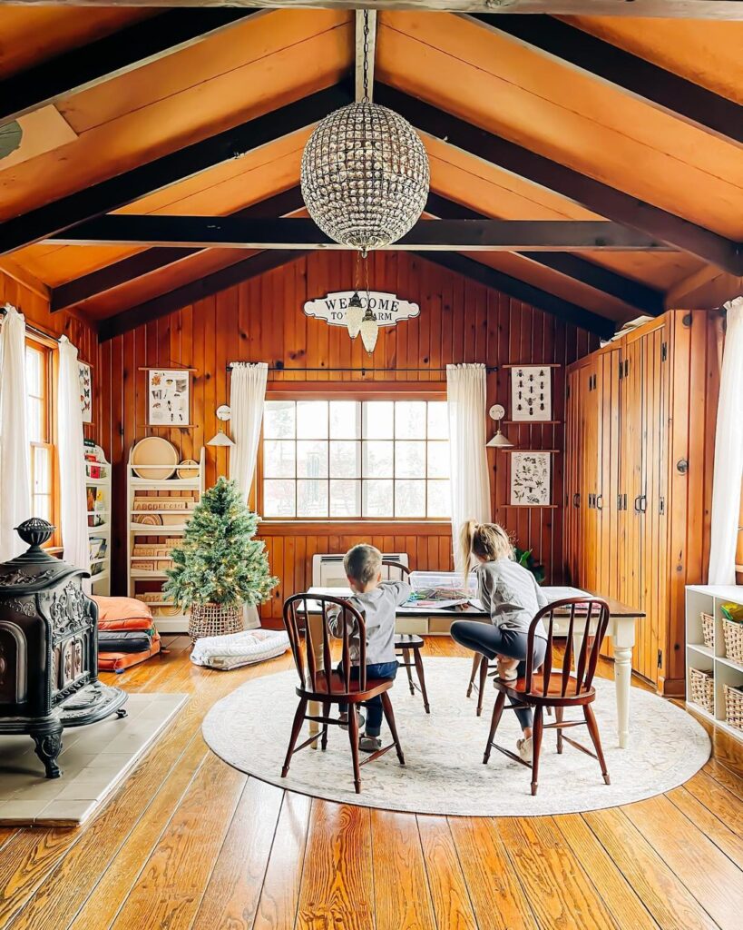 Rustic homeschool room