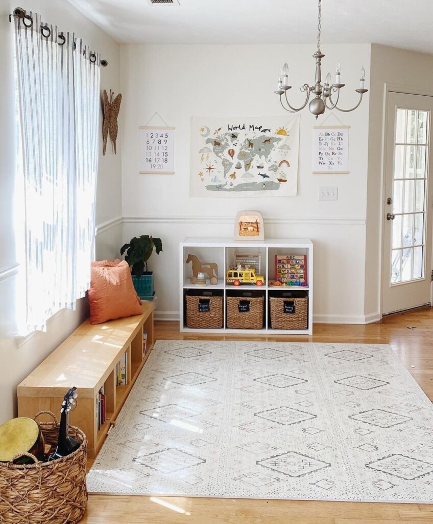 A neatly organized playroom illustrating effective toy rotation.