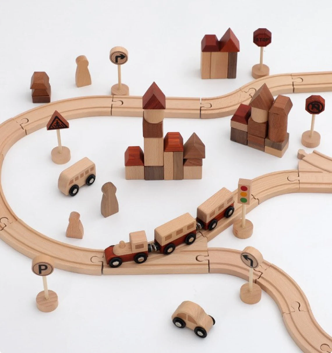 Montessori wooden train set